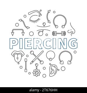 Piercing vector round minimal illustration made with outline piercings concept icons Stock Vector