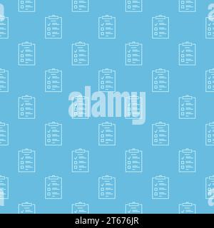 Checklist blue vector seamless pattern or background in thin line style Stock Vector