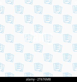 Blue checklist or task list vector seamless pattern or background in thin line style Stock Vector