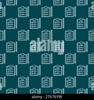 Clipboard with checklist and pencil vector seamless pattern or background Stock Vector