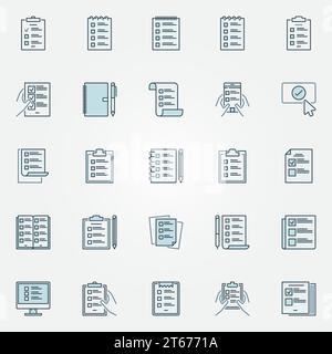 To Do List blue icons set - vector checklist and tasklist creative symbols or design elements Stock Vector