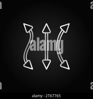 Spike piercing barbells vector silver linear icon or symbol on dark background Stock Vector