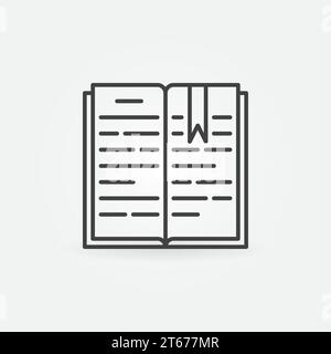 Open book vector icon or symbol in thin line style Stock Vector