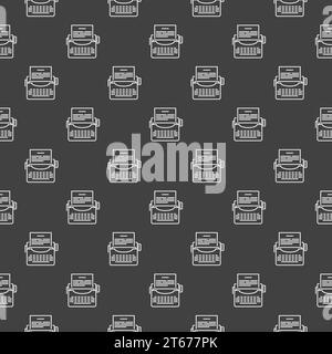 Dark seamless pattern made with thin line typewriters Stock Vector