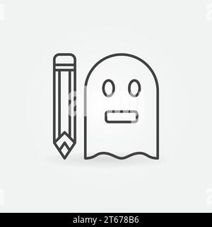 Ghostwriter outline concept icon. Vector ghost with pencil sign in thin line style Stock Vector