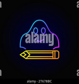Ghost writing colorful concept icon or logo element in thin line style on dark background Stock Vector