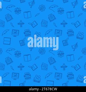 Writer vector blue creative Seamless Pattern or background Stock Vector
