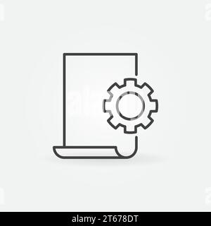 Document settings linear icon - vector Document with Cog concept symbol in thin line style Stock Vector