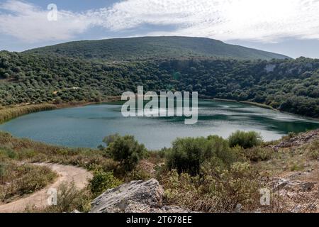 Lake Komiti. Vonitsa. Greece. Created as a result of a comet strike. Stock Photo