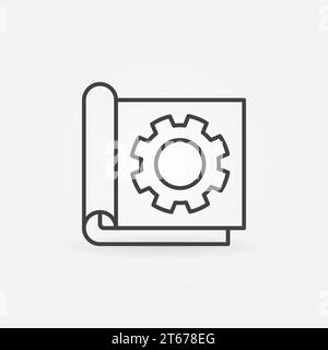 Document settings outline concept vector icon or symbol Stock Vector