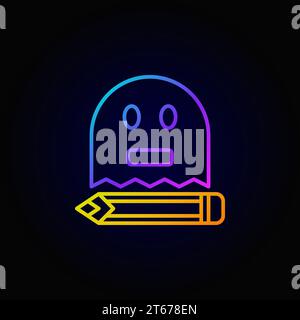 Ghost writing colorful outline modern concept icon or symbol on dark background Stock Vector
