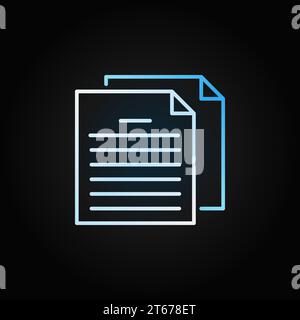 Papers or Documents vector colorful icon or logo element in thin line style on dark background Stock Vector