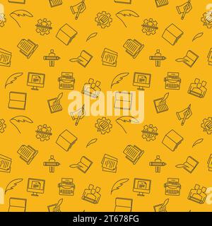 Copywriting and Rewriting vector yellow seamless pattern or background Stock Vector