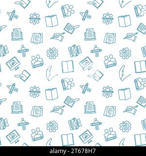 Writer vector creative seamless pattern with white background Stock Vector