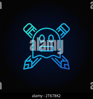 Ghostwriter blue concept icon or symbol in thin line style on dark background Stock Vector