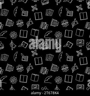 Writing and Copywriting vector dark seamless pattern or background Stock Vector