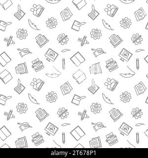 Copywriting and Blogging vector simple seamless pattern on white background Stock Vector