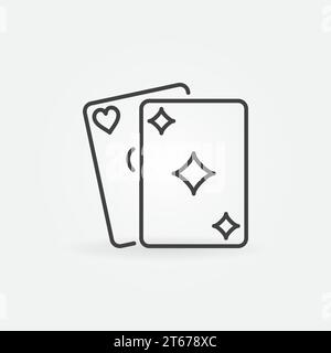 Playing cards line icon. Vector thin line poker or casino concept sign or logo element Stock Vector