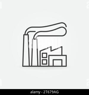 Factory line icon - vector industrial building concept symbol or logo element in thin line style Stock Vector
