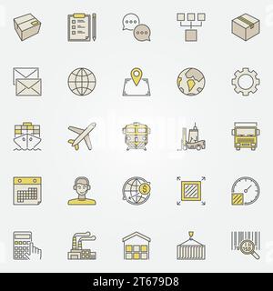Logistics and transportation colorful icons. Vector collection of shipping and delivery creative signs Stock Vector