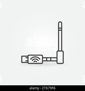 USB Wireless modem icon. Vector minimal USB Wi-Fi adapter concept sign Stock Vector