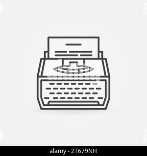 Typewriter line icon. Vector minimal copywriting concept symbol Stock Vector