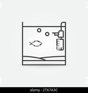 Aquarium with fish and filter icon. Vector minimal home fish tank concept symbol or logo element Stock Vector