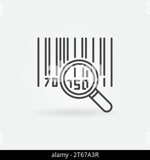 Barcode outline icon. Vector magnifying glass with barcode sign. Parcel tracking concept symbol in thin line style Stock Vector