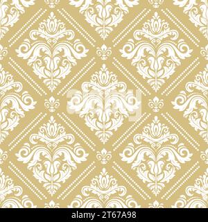 Classic seamless pattern. Damask orient ornament. Blue and golden ...