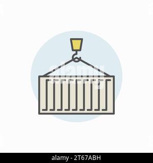 Colorful crane with container icon - vector symbol or design element Stock Vector