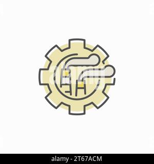 Factory in gear concept icon - vector colorful sign or design element Stock Vector