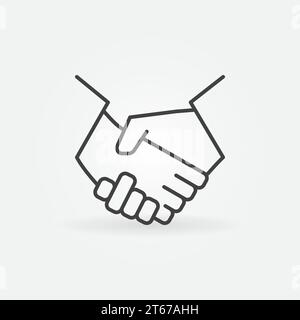 Handshake line icon - vector minimal business and partnership thin line symbol or logo element Stock Vector