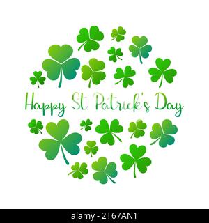 Happy St. Patricks Day vector round Ireland concept illustration or greeting card on white background Stock Vector