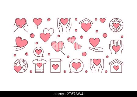 Charity vector creative horizontal banner or illustration on white background Stock Vector