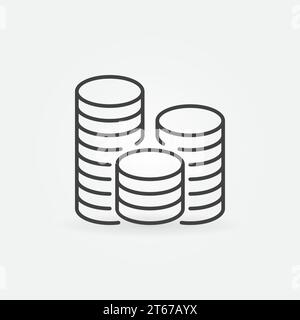 Coins outline icon - vector thin line minimal money concept symbol or logo element in thin line style Stock Vector