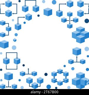 Block chain technology vector frame. Modern flat blockchain transactions background Stock Vector