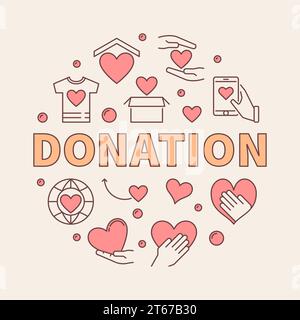 Donation modern colored round illustration. Donating money vector circular creative sign Stock Vector