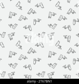 CCTV video security cameras vector minimal seamless pattern or background Stock Vector