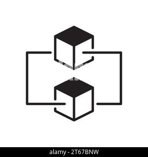 Two cubes icon. Vector block chain concept symbol or design element Stock Vector
