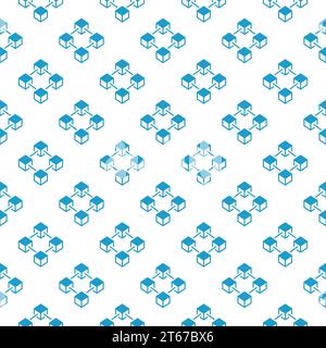 Blockchain blue vector seamless pattern. Modern cryptocurrency background Stock Vector
