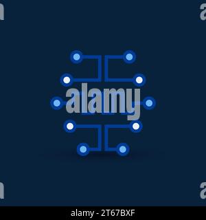 Cyberbrain icon. Vector digital circuit board brain concept symbol on dark background Stock Vector