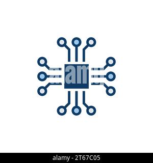 Chip vector icon - computer chip symbol or design element on white background Stock Vector