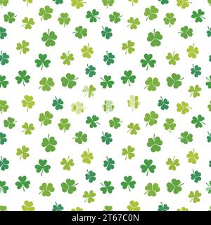 St. Patricks day vector seamless pattern made from green shamrocks Stock Vector