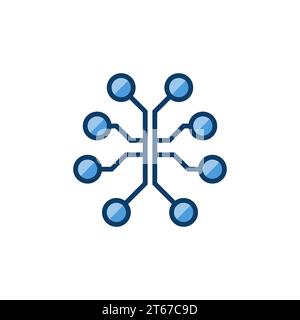Circuit brain colored icon. Vector digital brain concept sign or logo element on white background Stock Vector