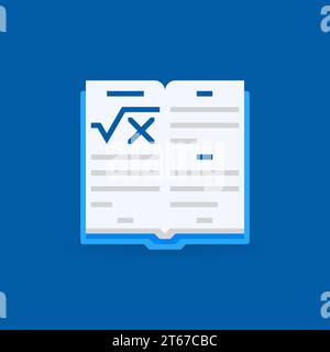 Math book vector flat icon or design element. Mathematics book concept sign Stock Vector