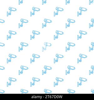 Surveillance camera minimal outline vector seamless pattern or background Stock Vector
