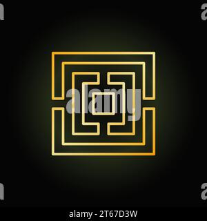 Gold thin line labyrinth icon - vector colorful maze sign in line style Stock Vector