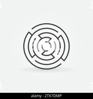 Minimal round maze icon - vector circular labyrinth symbol Stock Vector