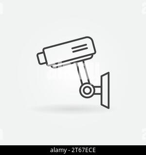 CCTV minimal icon - vector security surveillance camera concept sign in thin line style Stock Vector