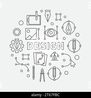 Design round outline illustration. Vector graphic design concept symbol Stock Vector